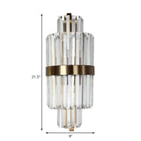 Spool Wall Sconce Light Modern Faceted Clear Crystal Prism 2 Lights Brass Wall Mounted Light Clearhalo 'Modern wall lights' 'Modern' 'Wall Lamps & Sconces' 'Wall Lights' Lighting' 221499