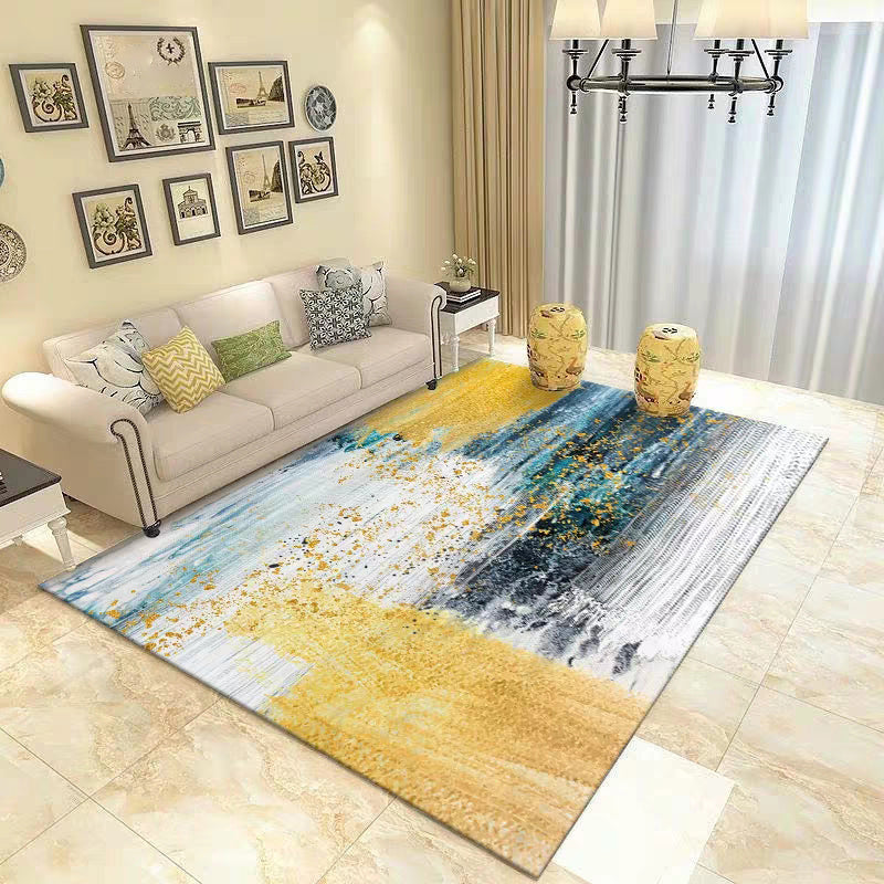 Multi Colored Abstract Rug Cotton Blend Casual Carpet Non-Slip Backing Easy Care Washable Rug for Decor Golden Clearhalo 'Area Rug' 'Rug' 2215490