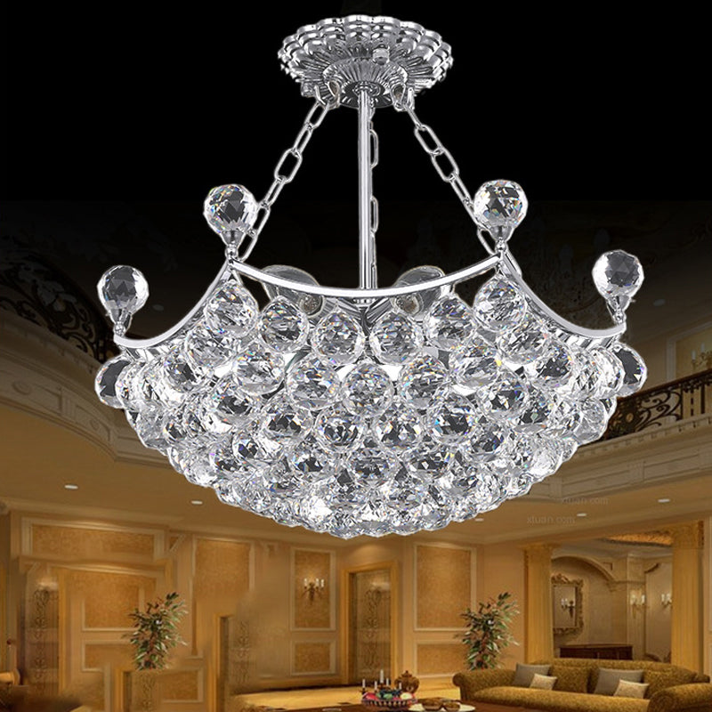 Chrome Dome Chandelier Light Contemporary 12 Lights Faceted Crystal Ball Ceiling Light for Dining Room Clearhalo 'Ceiling Lights' 'Chandeliers' 'Modern Chandeliers' 'Modern' Lighting' 221595