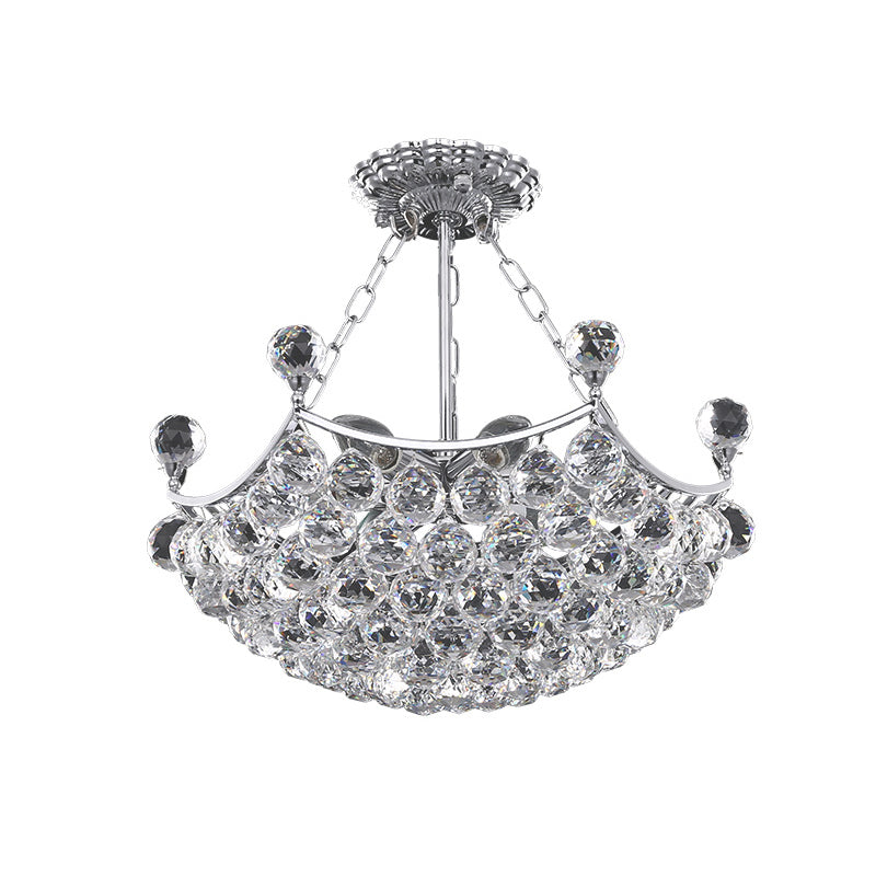 Chrome Dome Chandelier Light Contemporary 12 Lights Faceted Crystal Ball Ceiling Light for Dining Room Clearhalo 'Ceiling Lights' 'Chandeliers' 'Modern Chandeliers' 'Modern' Lighting' 221596