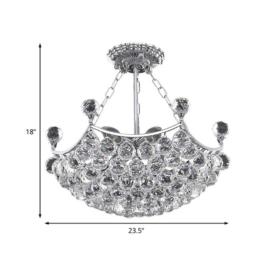 Chrome Dome Chandelier Light Contemporary 12 Lights Faceted Crystal Ball Ceiling Light for Dining Room Clearhalo 'Ceiling Lights' 'Chandeliers' 'Modern Chandeliers' 'Modern' Lighting' 221597