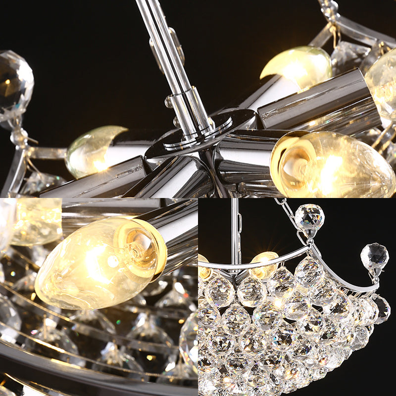 Chrome Dome Chandelier Light Contemporary 12 Lights Faceted Crystal Ball Ceiling Light for Dining Room Clearhalo 'Ceiling Lights' 'Chandeliers' 'Modern Chandeliers' 'Modern' Lighting' 221598