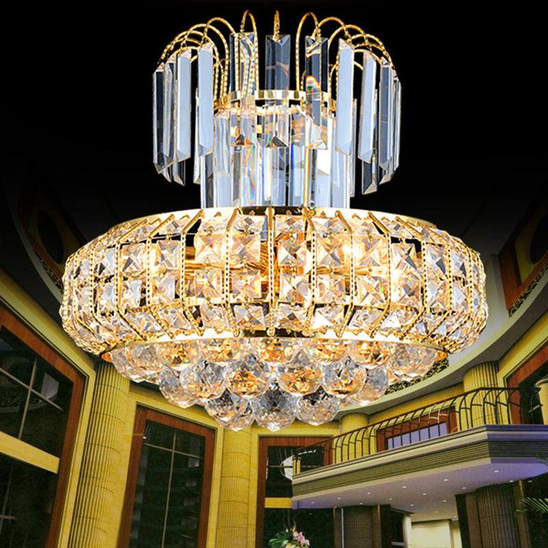 Mushroom Chandelier Light Modern Faceted Crystal 6 Lights Gold Hanging Ceiling Light for Lobby Bar Clearhalo 'Ceiling Lights' 'Chandeliers' 'Glass shade' 'Glass' 'Modern Chandeliers' 'Modern' Lighting' 221605