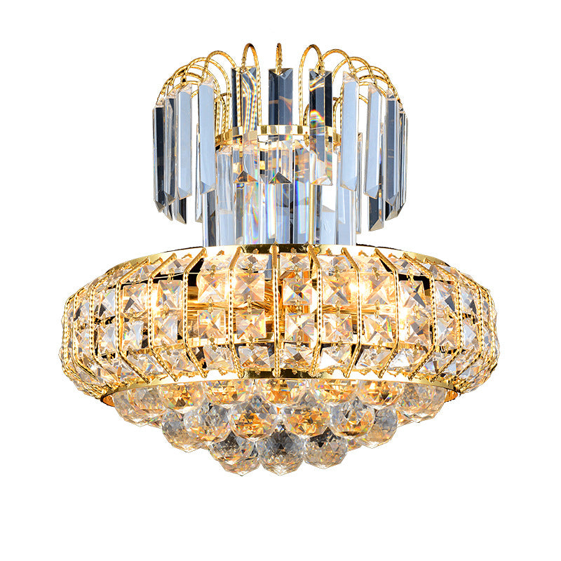 Mushroom Chandelier Light Modern Faceted Crystal 6 Lights Gold Hanging Ceiling Light for Lobby Bar Clearhalo 'Ceiling Lights' 'Chandeliers' 'Glass shade' 'Glass' 'Modern Chandeliers' 'Modern' Lighting' 221606