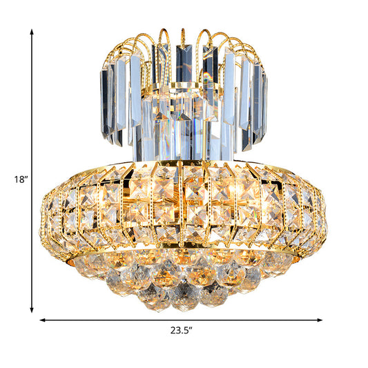 Mushroom Chandelier Light Modern Faceted Crystal 6 Lights Gold Hanging Ceiling Light for Lobby Bar Clearhalo 'Ceiling Lights' 'Chandeliers' 'Glass shade' 'Glass' 'Modern Chandeliers' 'Modern' Lighting' 221607