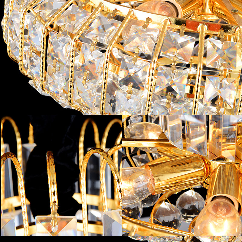 Mushroom Chandelier Light Modern Faceted Crystal 6 Lights Gold Hanging Ceiling Light for Lobby Bar Clearhalo 'Ceiling Lights' 'Chandeliers' 'Glass shade' 'Glass' 'Modern Chandeliers' 'Modern' Lighting' 221608