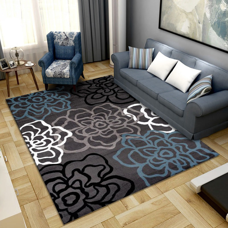 Multi Colored Floral Printed Rug Cotton Modern Indoor Rug Non-Slip Backing  Easy Care Washable Area Carpet for Bedroom - Clearhalo