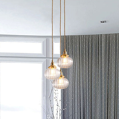 1-Light Hanging Lamp Vintage Geometrical Blown Glass Lighting Pendant in Gold for Restaurant Gold Globe Clearhalo 'Ceiling Lights' 'Glass shade' 'Glass' 'Industrial Pendants' 'Industrial' 'Middle Century Pendants' 'Pendant Lights' 'Pendants' 'Tiffany' Lighting' 2216331