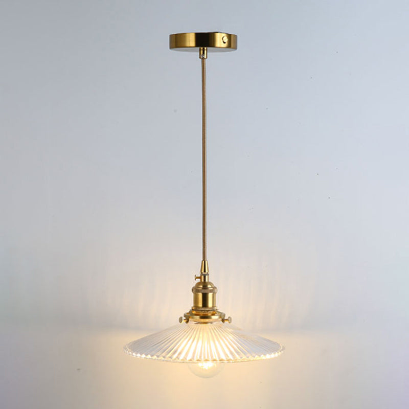 Gold Shaded Suspension Lighting Retro Style Glass 1 Head Restaurant Pendant Ceiling Light Gold D Clearhalo 'Ceiling Lights' 'Lighting' 'Pendant Lights' 2216360_1c661bb3-17cc-496d-b766-54cdb010322f