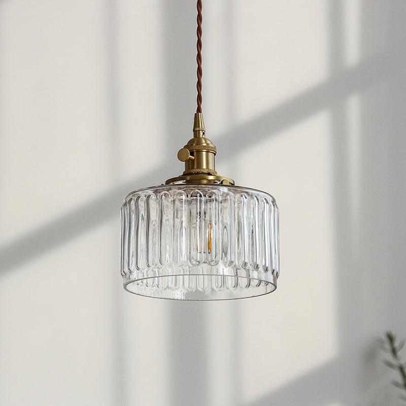 Industrial Drum Ceiling Light Single Glass Hanging Pendant Light in ...