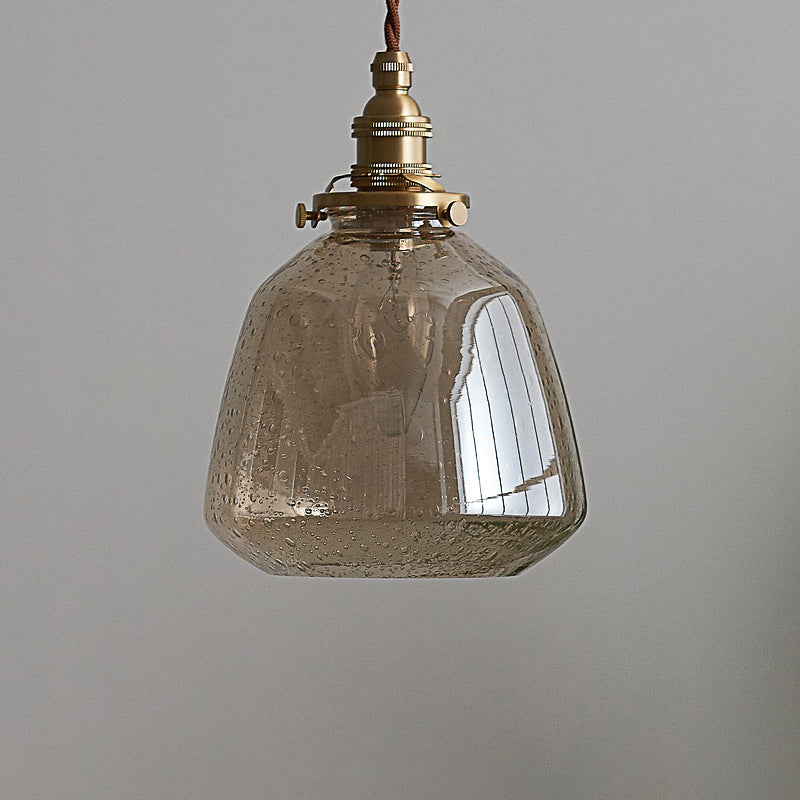 Tapered Bubbled Glass Hanging Light Simplicity 1 Bulb Restaurant Pendant Light Fixture Cognac Clearhalo 'Ceiling Lights' 'Lighting' 'Pendant Lights' 2216383_e33501c1-f3ab-4003-b734-a30a07000376