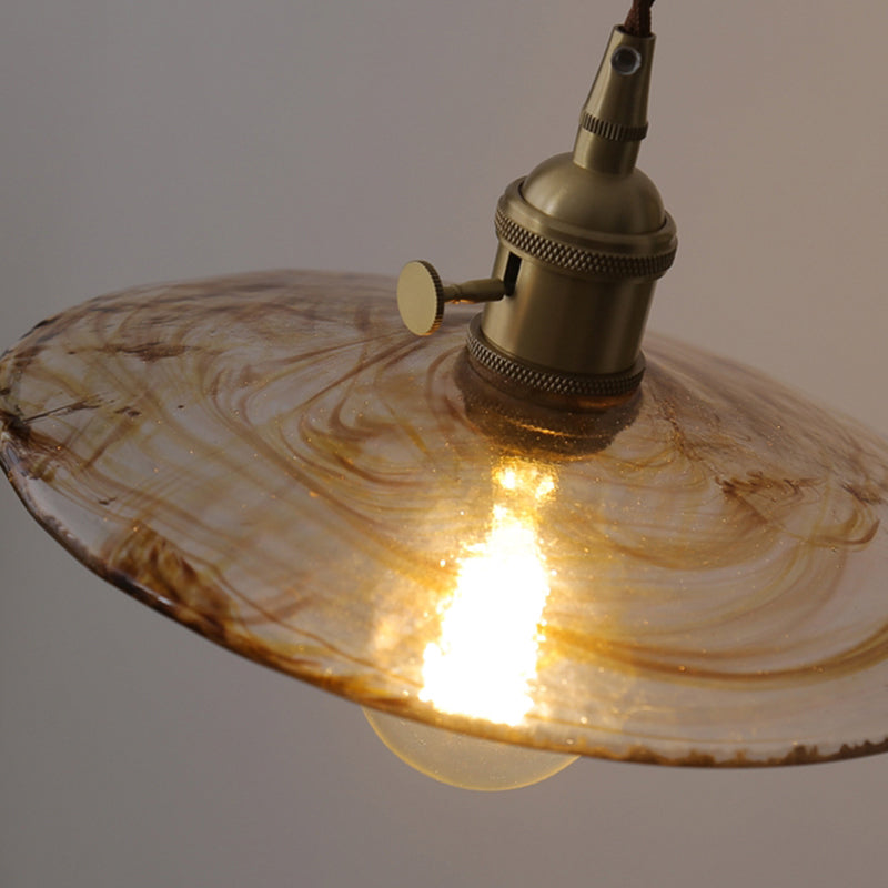 Amber Glass Flared Suspension Lighting Retro Style 1 Head Restaurant Pendant Ceiling Light Clearhalo 'Ceiling Lights' 'Lighting' 'Pendant Lights' 2216417_b62a54b2-1b88-421f-8ad1-308ed0cd5834