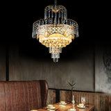 Modern 3/5 Lights Chandelier Light with Crystal Shade Gold Tiered Ceiling Light for Dining Room, 18"/19.5" Wide Clearhalo 'Ceiling Lights' 'Chandeliers' Lighting' options 221643