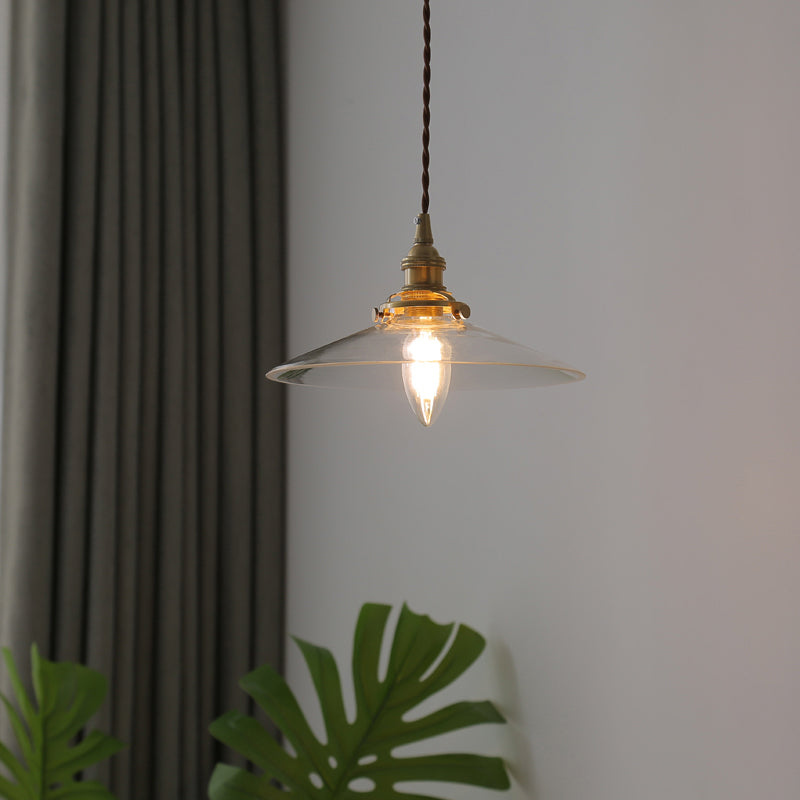 Industrial Flared Ceiling Light Single Glass Hanging Pendant Light for Dining Room Clearhalo 'Ceiling Lights' 'Glass shade' 'Glass' 'Industrial Pendants' 'Industrial' 'Middle Century Pendants' 'Pendant Lights' 'Pendants' 'Tiffany' Lighting' 2216481