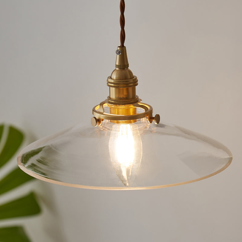 Industrial Flared Ceiling Light Single Glass Hanging Pendant Light for Dining Room Clearhalo 'Ceiling Lights' 'Glass shade' 'Glass' 'Industrial Pendants' 'Industrial' 'Middle Century Pendants' 'Pendant Lights' 'Pendants' 'Tiffany' Lighting' 2216484