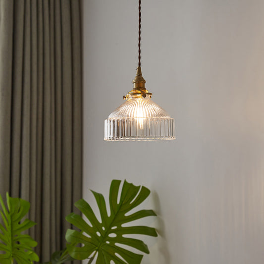 Single Ceiling Light Industrial Ribbed Clear Glass Hanging Pendant Light for Entryway Clear Clearhalo 'Ceiling Lights' 'Glass shade' 'Glass' 'Industrial Pendants' 'Industrial' 'Middle Century Pendants' 'Pendant Lights' 'Pendants' 'Tiffany' Lighting' 2216506
