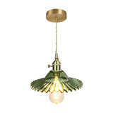 Ribbed Glass Cone Pendant Lighting Antique 1-Light Restaurant Hanging Light Fixture Clearhalo 'Ceiling Lights' 'Glass shade' 'Glass' 'Industrial Pendants' 'Industrial' 'Middle Century Pendants' 'Pendant Lights' 'Pendants' 'Tiffany' Lighting' 2216520