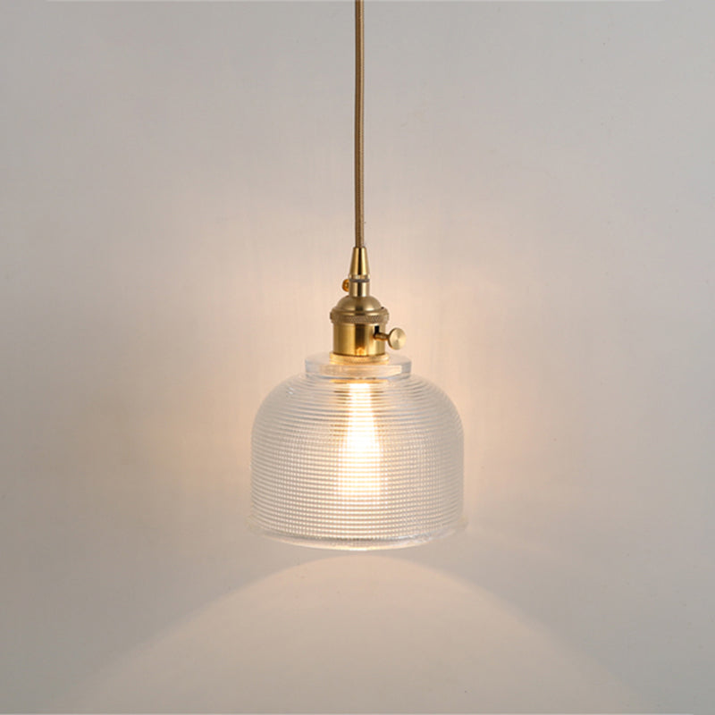 Simplicity Shaded Hanging Light 1��Bulb Clear Textured Glass Pendant Lighting Fixture Clear T Clearhalo 'Ceiling Lights' 'Glass shade' 'Glass' 'Industrial Pendants' 'Industrial' 'Middle Century Pendants' 'Pendant Lights' 'Pendants' 'Tiffany' Lighting' 2216522