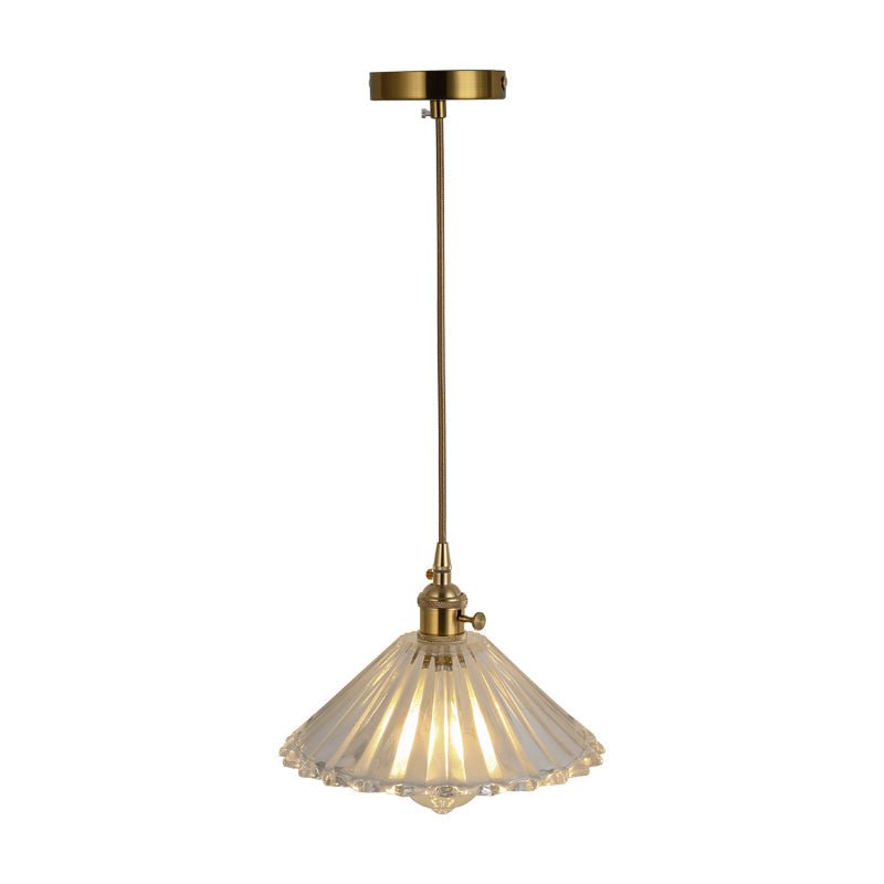 Simplicity Shaded Hanging Light 1��Bulb Clear Textured Glass Pendant Lighting Fixture Clearhalo 'Ceiling Lights' 'Glass shade' 'Glass' 'Industrial Pendants' 'Industrial' 'Middle Century Pendants' 'Pendant Lights' 'Pendants' 'Tiffany' Lighting' 2216524