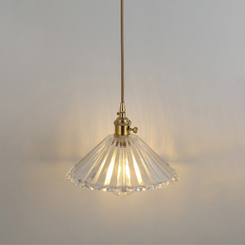 Simplicity Shaded Hanging Light 1��Bulb Clear Textured Glass Pendant Lighting Fixture Clear I Clearhalo 'Ceiling Lights' 'Glass shade' 'Glass' 'Industrial Pendants' 'Industrial' 'Middle Century Pendants' 'Pendant Lights' 'Pendants' 'Tiffany' Lighting' 2216540