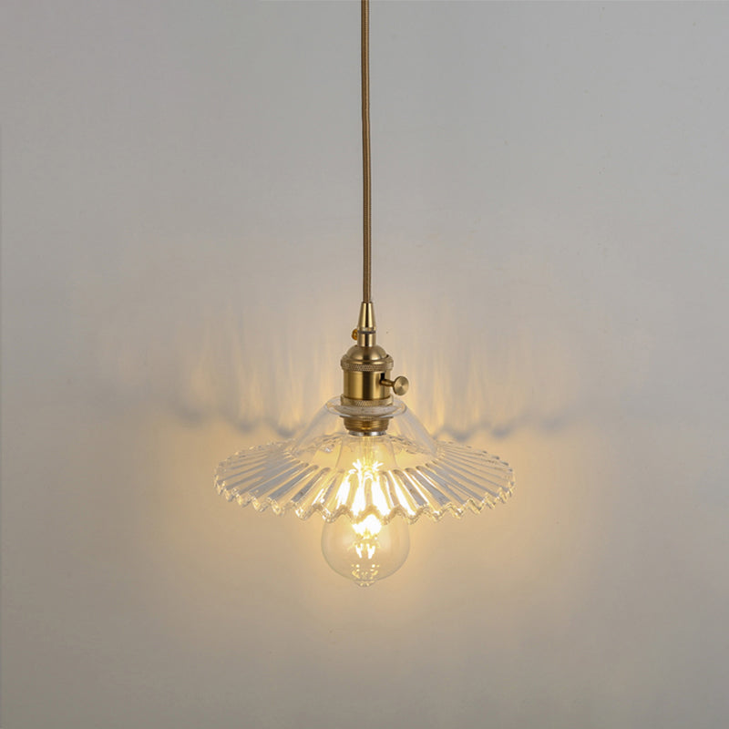 Simplicity Shaded Hanging Light 1 Bulb Clear Textured Glass Pendant Lighting Fixture Clear E Clearhalo 'Ceiling Lights' 'Lighting' 'Pendant Lights' 2216542_dde464f8-24ed-49df-8a2d-4c24b1feeb35