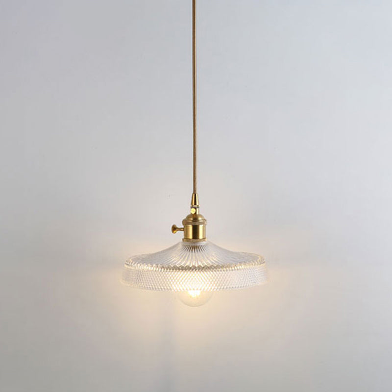 Simplicity Shaded Hanging Light 1��Bulb Clear Textured Glass Pendant Lighting Fixture Clear P Clearhalo 'Ceiling Lights' 'Glass shade' 'Glass' 'Industrial Pendants' 'Industrial' 'Middle Century Pendants' 'Pendant Lights' 'Pendants' 'Tiffany' Lighting' 2216543