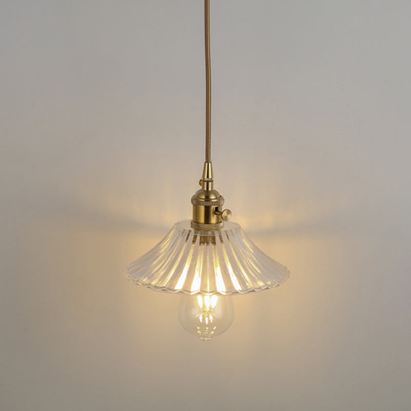 Simplicity Shaded Hanging Light 1��Bulb Clear Textured Glass Pendant Lighting Fixture Clear M Clearhalo 'Ceiling Lights' 'Glass shade' 'Glass' 'Industrial Pendants' 'Industrial' 'Middle Century Pendants' 'Pendant Lights' 'Pendants' 'Tiffany' Lighting' 2216545