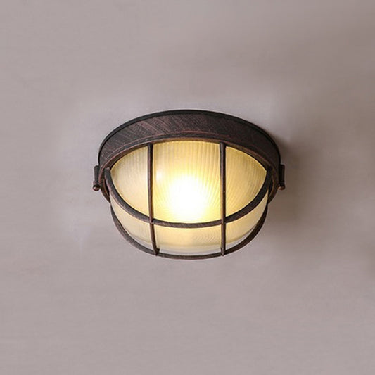 Metallic Geometrical Shaped Flush Mount Fixture Corridor Flushmount Ceiling Light in Black Black Round Clearhalo 'Ceiling Lights' 'Close To Ceiling Lights' 'Close to ceiling' 'Flush mount' 'Industrial Flush Mount' Lighting' 2216629