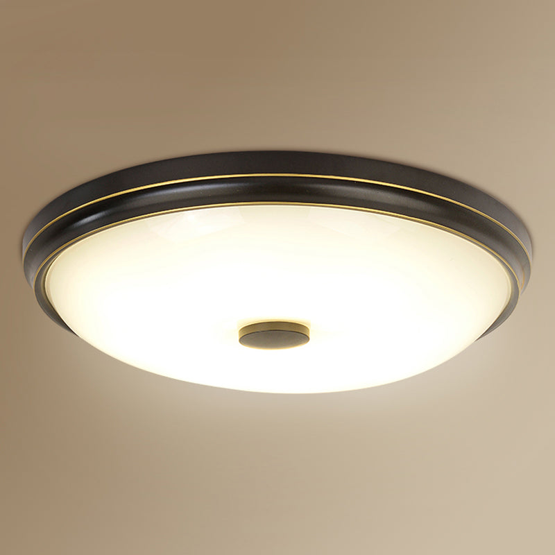 Bowl Shade Opal Glass LED Flush Mount Traditional Bedroom Flushmount Ceiling Light Clearhalo 'Ceiling Lights' 'Close To Ceiling Lights' 'Close to ceiling' 'Flush mount' Lighting' 2216786