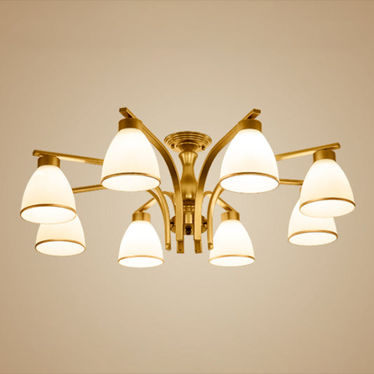 Shaded Cream Glass Semi Flush Light Rustic Living Room Flush Mount Ceiling Chandelier Clearhalo 'Ceiling Lights' 'Close To Ceiling Lights' 'Close to ceiling' 'Semi-flushmount' Lighting' 2216852