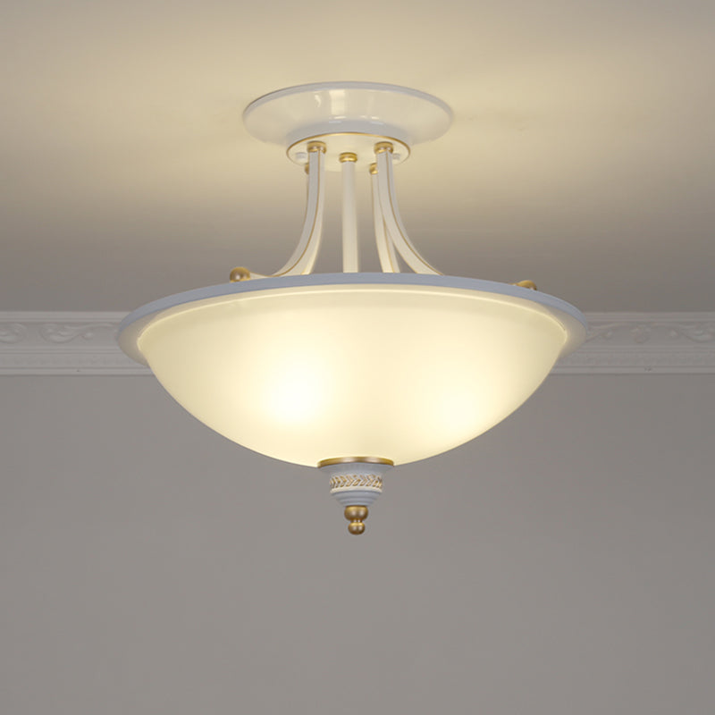 3 Heads Ceiling Lighting Traditional Bowl Frosted Glass Chandelier Light Fixture for Dining Room Clearhalo 'Ceiling Lights' 'Chandeliers' Lighting' options 2216939