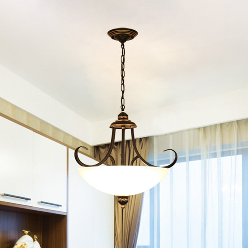 Black Bowl Ceiling Lighting Traditional Frosted Glass 3 Bulbs Dining Room Chandelier Light Fixture Black Clearhalo 'Ceiling Lights' 'Chandeliers' Lighting' options 2216955_019402e4-ffe0-4f41-85c3-b4ea39b6a23d