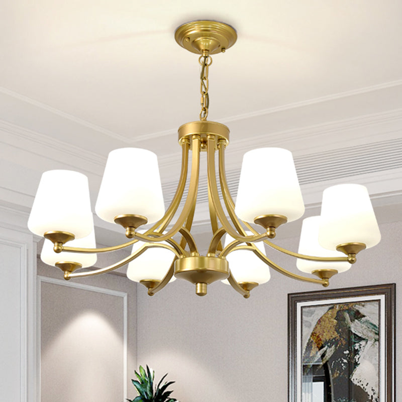 Cream Glass Bud Shade Chandelier Lighting Classic Dining Room Pendant Light Fixture Clearhalo 'Ceiling Lights' 'Chandeliers' Lighting' options 2217031