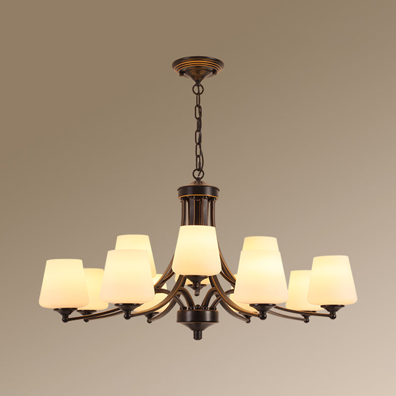 Cream Glass Bud Shade Chandelier Lighting Classic Dining Room Pendant Light Fixture Clearhalo 'Ceiling Lights' 'Chandeliers' Lighting' options 2217034