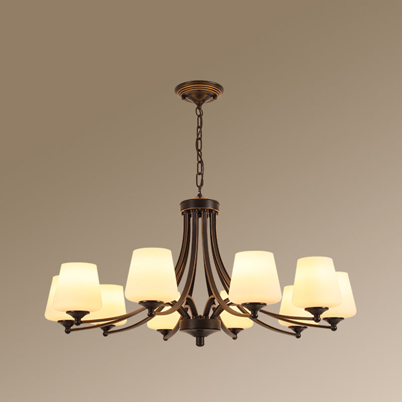 Cream Glass Bud Shade Chandelier Lighting Classic Dining Room Pendant Light Fixture Clearhalo 'Ceiling Lights' 'Chandeliers' Lighting' options 2217037