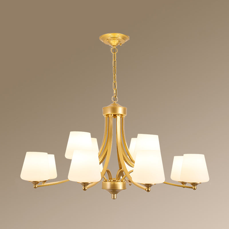 Cream Glass Bud Shade Chandelier Lighting Classic Dining Room Pendant Light Fixture Clearhalo 'Ceiling Lights' 'Chandeliers' Lighting' options 2217038