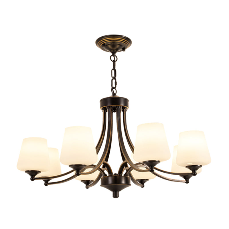 Cream Glass Bud Shade Chandelier Lighting Classic Dining Room Pendant Light Fixture Clearhalo 'Ceiling Lights' 'Chandeliers' Lighting' options 2217039