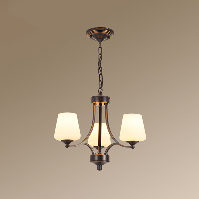 Cream Glass Bud Shade Chandelier Lighting Classic Dining Room Pendant Light Fixture Clearhalo 'Ceiling Lights' 'Chandeliers' Lighting' options 2217041