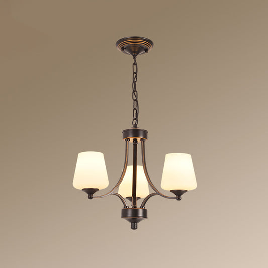 Cream Glass Bud Shade Chandelier Lighting Classic Dining Room Pendant Light Fixture Clearhalo 'Ceiling Lights' 'Chandeliers' Lighting' options 2217041