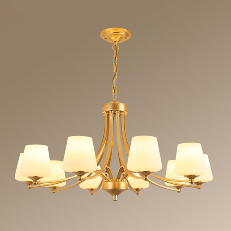 Cream Glass Bud Shade Chandelier Lighting Classic Dining Room Pendant Light Fixture Clearhalo 'Ceiling Lights' 'Chandeliers' Lighting' options 2217042