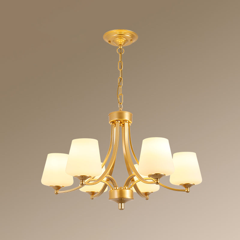 Cream Glass Bud Shade Chandelier Lighting Classic Dining Room Pendant Light Fixture Clearhalo 'Ceiling Lights' 'Chandeliers' Lighting' options 2217043