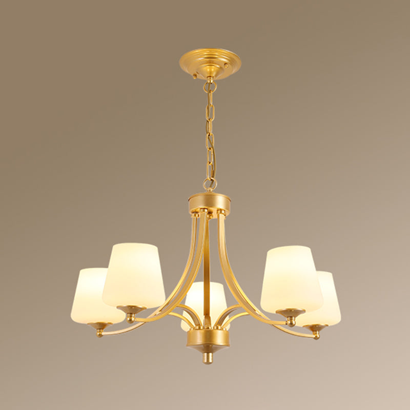 Cream Glass Bud Shade Chandelier Lighting Classic Dining Room Pendant Light Fixture Clearhalo 'Ceiling Lights' 'Chandeliers' Lighting' options 2217044