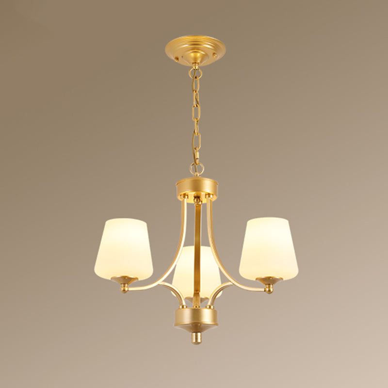 Cream Glass Bud Shade Chandelier Lighting Classic Dining Room Pendant Light Fixture Clearhalo 'Ceiling Lights' 'Chandeliers' Lighting' options 2217045