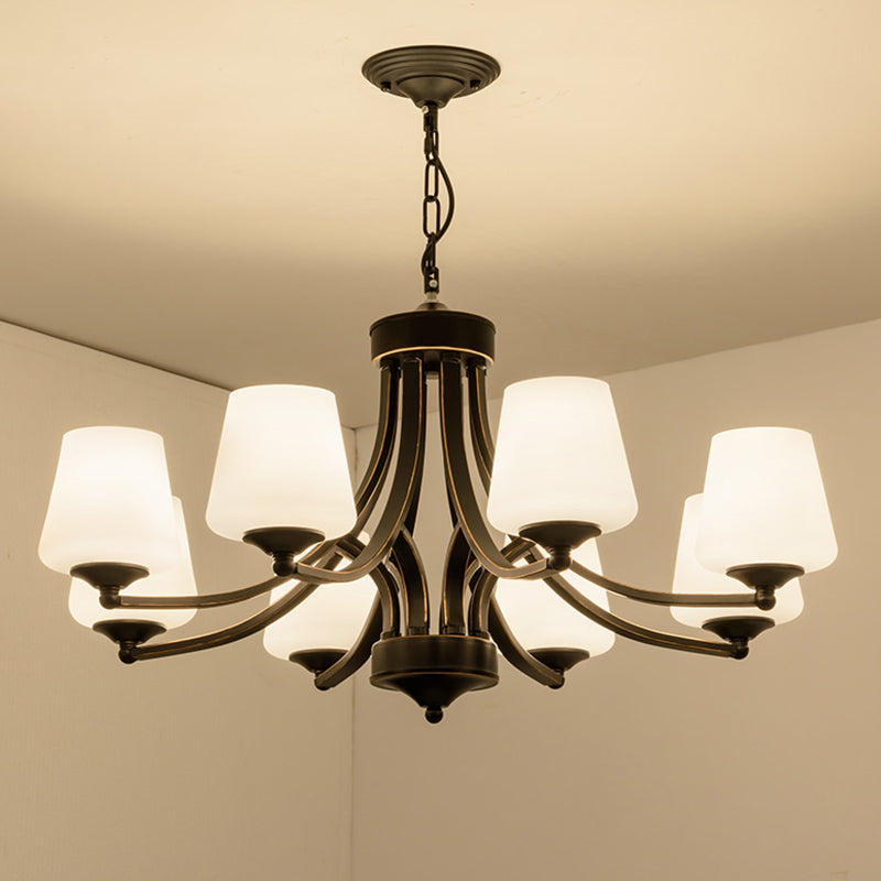 Black Bud Shade Ceiling Lighting Traditional Handblown Glass Living Room Chandelier Light Fixture Clearhalo 'Ceiling Lights' 'Chandeliers' Lighting' options 2217046