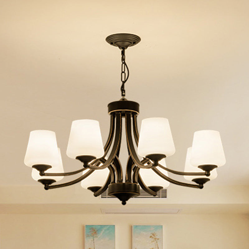 Black Bud Shade Ceiling Lighting Traditional Handblown Glass Living Room Chandelier Light Fixture Clearhalo 'Ceiling Lights' 'Chandeliers' Lighting' options 2217049