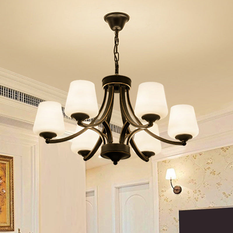 Black Bud Shade Ceiling Lighting Traditional Handblown Glass Living Room Chandelier Light Fixture Clearhalo 'Ceiling Lights' 'Chandeliers' Lighting' options 2217050