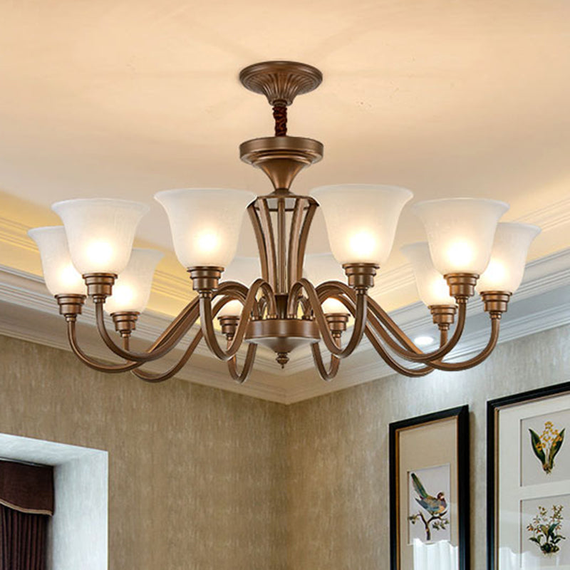 Bell Frosted Glass Chandelier Light Retro Style Living Room Pendant Light Fixture Clearhalo 'Ceiling Lights' 'Chandeliers' Lighting' options 2217068