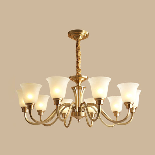 Bell Frosted Glass Chandelier Light Retro Style Living Room Pendant Light Fixture Clearhalo 'Ceiling Lights' 'Chandeliers' Lighting' options 2217082