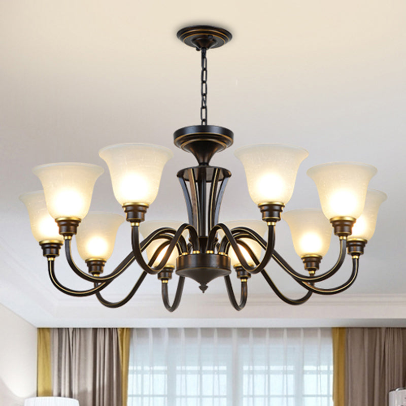 Handblown Glass Bell Suspension Light Rustic Living Room Chandelier Light Fixture 10 Black Clearhalo 'Ceiling Lights' 'Chandeliers' Lighting' options 2217085_dd83b3ba-0bed-4ce3-ad24-ba458171d318