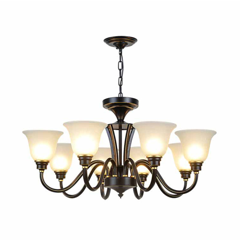 Handblown Glass Bell Suspension Light Rustic Living Room Chandelier Light Fixture Clearhalo 'Ceiling Lights' 'Chandeliers' Lighting' options 2217092